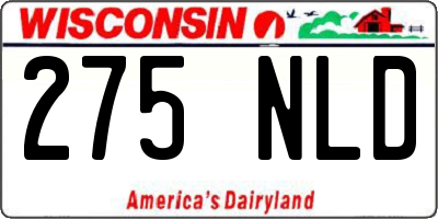WI license plate 275NLD