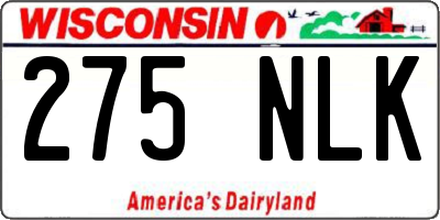 WI license plate 275NLK