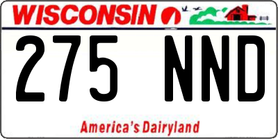 WI license plate 275NND