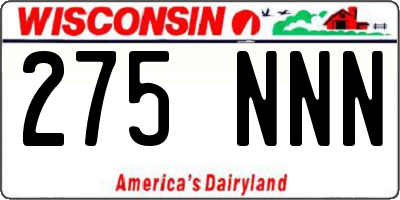 WI license plate 275NNN