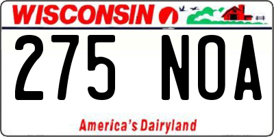 WI license plate 275NOA