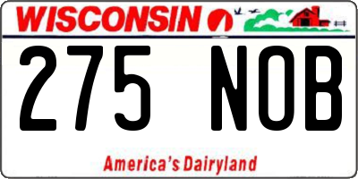 WI license plate 275NOB