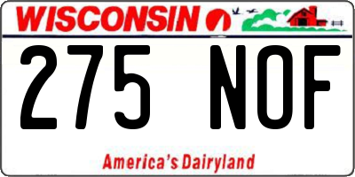 WI license plate 275NOF
