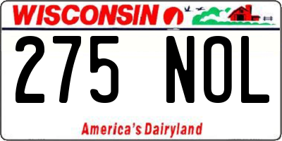 WI license plate 275NOL