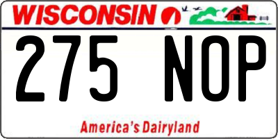 WI license plate 275NOP