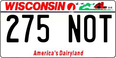 WI license plate 275NOT