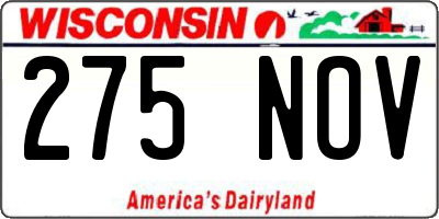 WI license plate 275NOV