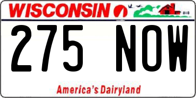 WI license plate 275NOW