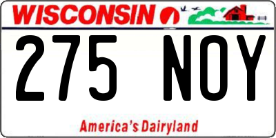WI license plate 275NOY