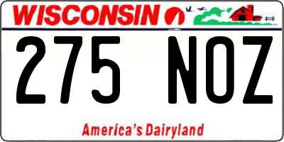 WI license plate 275NOZ