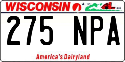 WI license plate 275NPA