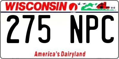 WI license plate 275NPC
