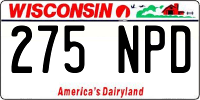 WI license plate 275NPD