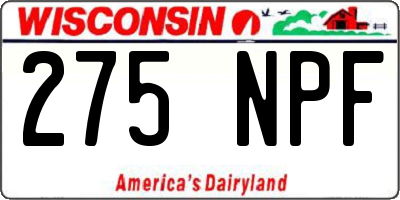 WI license plate 275NPF