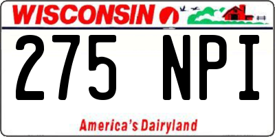 WI license plate 275NPI