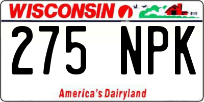 WI license plate 275NPK