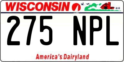 WI license plate 275NPL