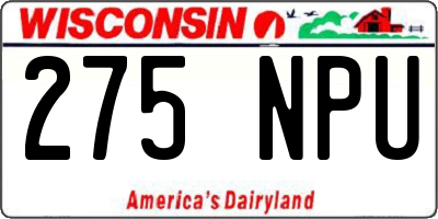 WI license plate 275NPU