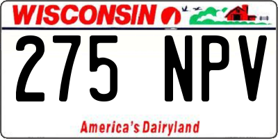 WI license plate 275NPV