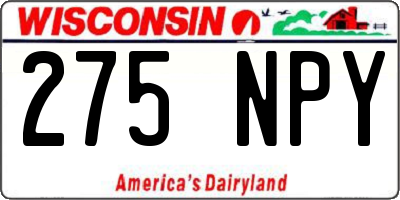 WI license plate 275NPY