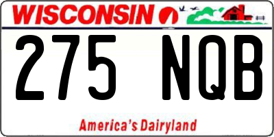 WI license plate 275NQB