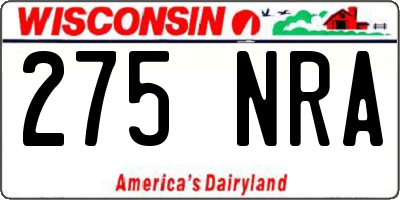 WI license plate 275NRA