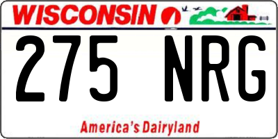 WI license plate 275NRG