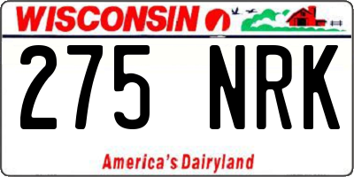 WI license plate 275NRK