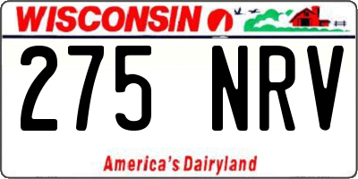 WI license plate 275NRV
