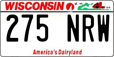 WI license plate 275NRW