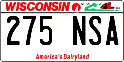 WI license plate 275NSA
