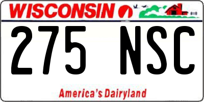 WI license plate 275NSC