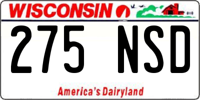 WI license plate 275NSD