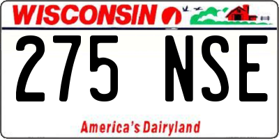 WI license plate 275NSE