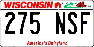 WI license plate 275NSF