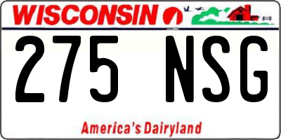 WI license plate 275NSG