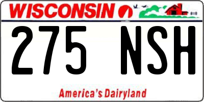 WI license plate 275NSH