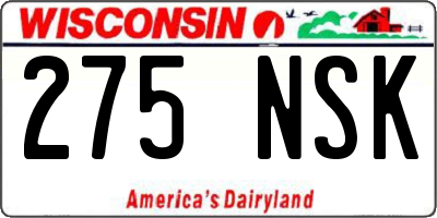 WI license plate 275NSK