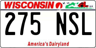 WI license plate 275NSL