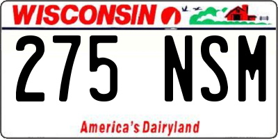 WI license plate 275NSM