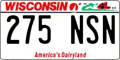 WI license plate 275NSN