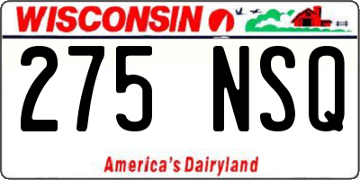 WI license plate 275NSQ