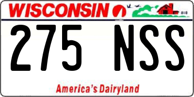 WI license plate 275NSS