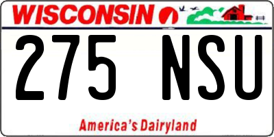 WI license plate 275NSU