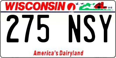 WI license plate 275NSY