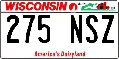 WI license plate 275NSZ