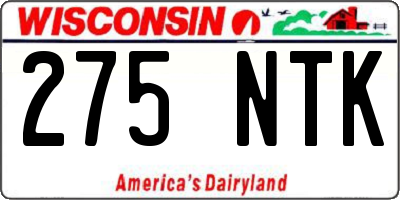 WI license plate 275NTK