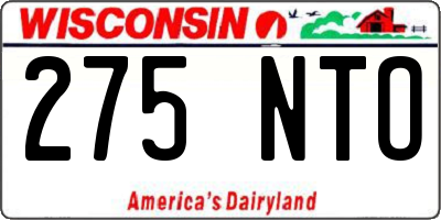WI license plate 275NTO