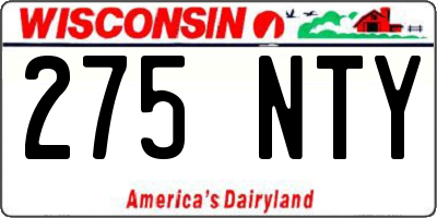 WI license plate 275NTY