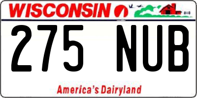 WI license plate 275NUB